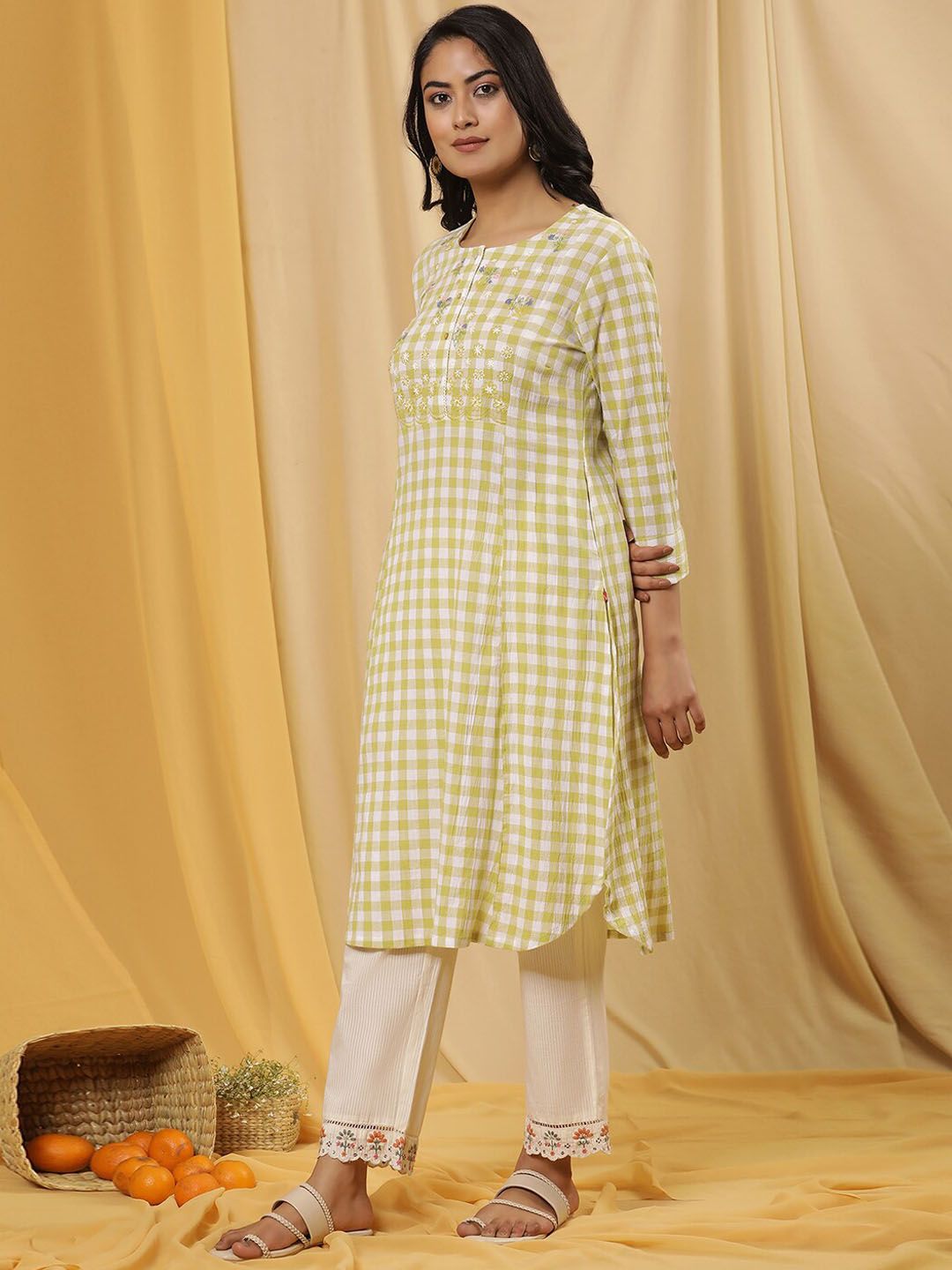 W Women Straight Fit Pure Cotton Parallel Trousers