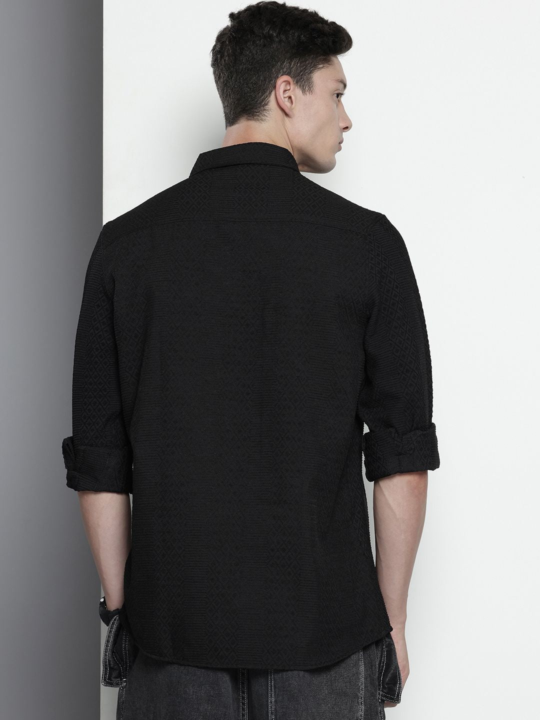 The Indian Garage Co. Self Design Textured Casual Shirt