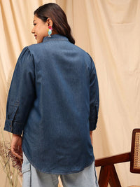 CURVY STREET Comfort Opaque Chambray Cotton Casual Shirt