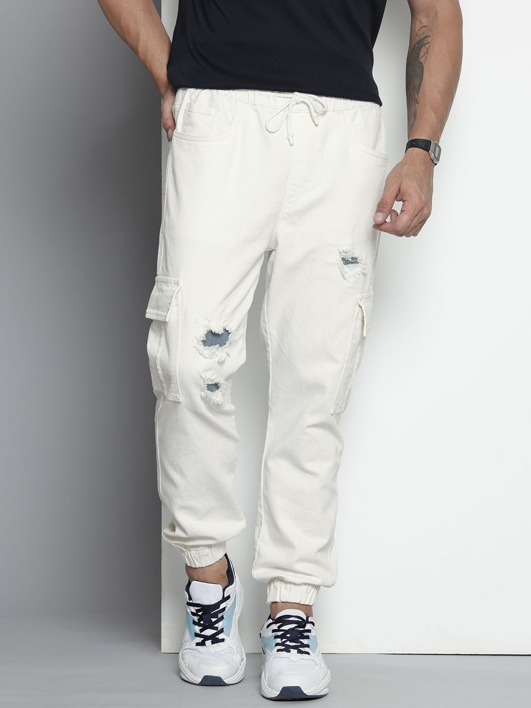 The Indian Garage Co. Men Distressed Stretchable Jogger Jeans