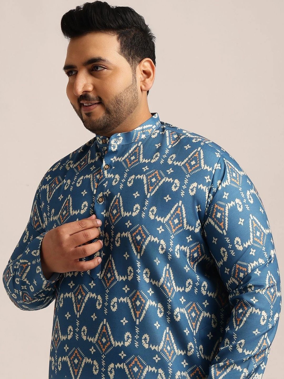 SOJANYA PLUS Men Geometric Printed Kurta