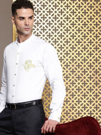 House of Pataudi Embroidered Detailed Pure Cotton Party Rozana Shirt