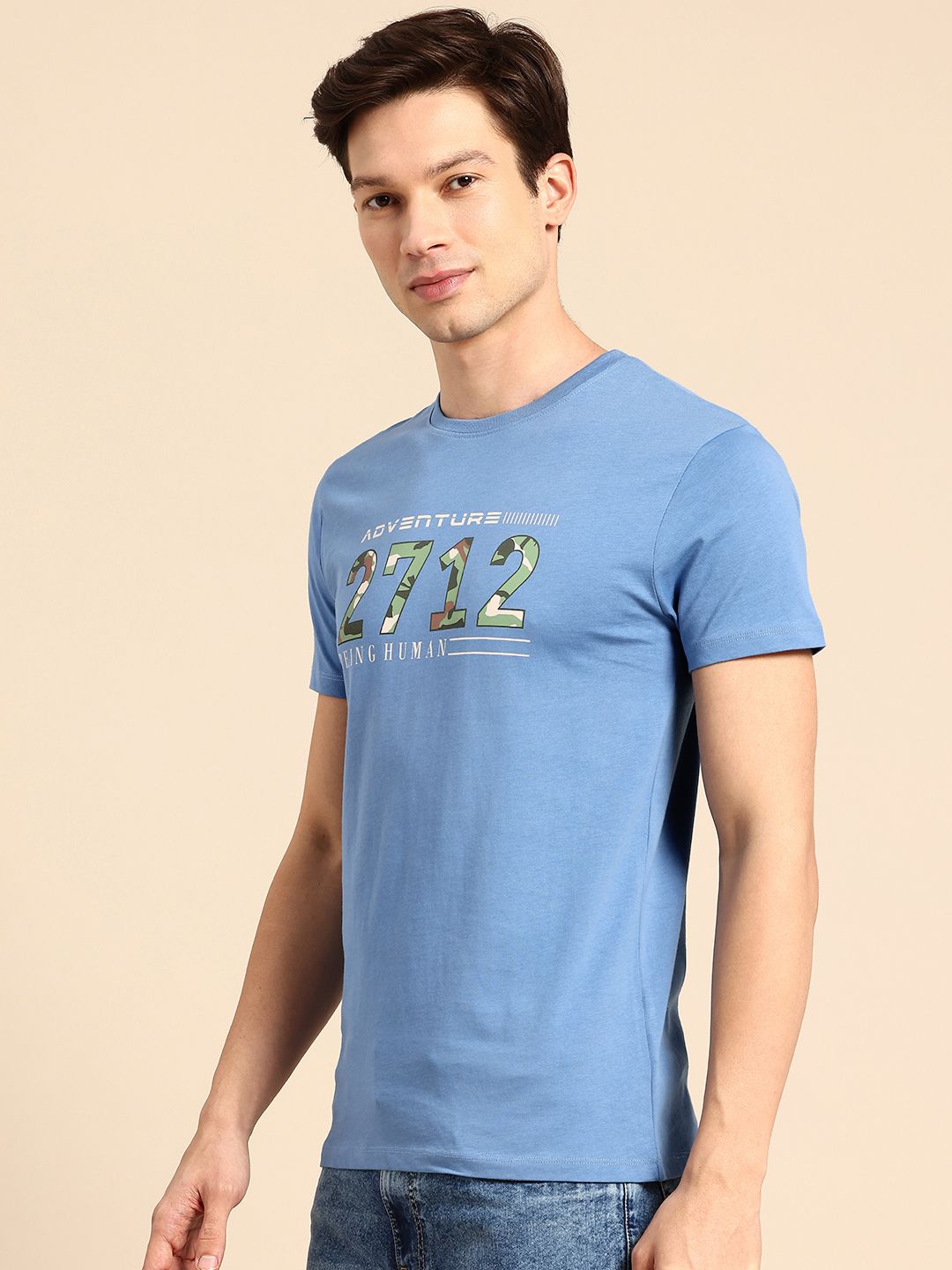 Being Human Typography Printed Pure Cotton Slim Fit T-shirt