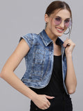 Style Quotient Women Washed Crop Denim Shrug