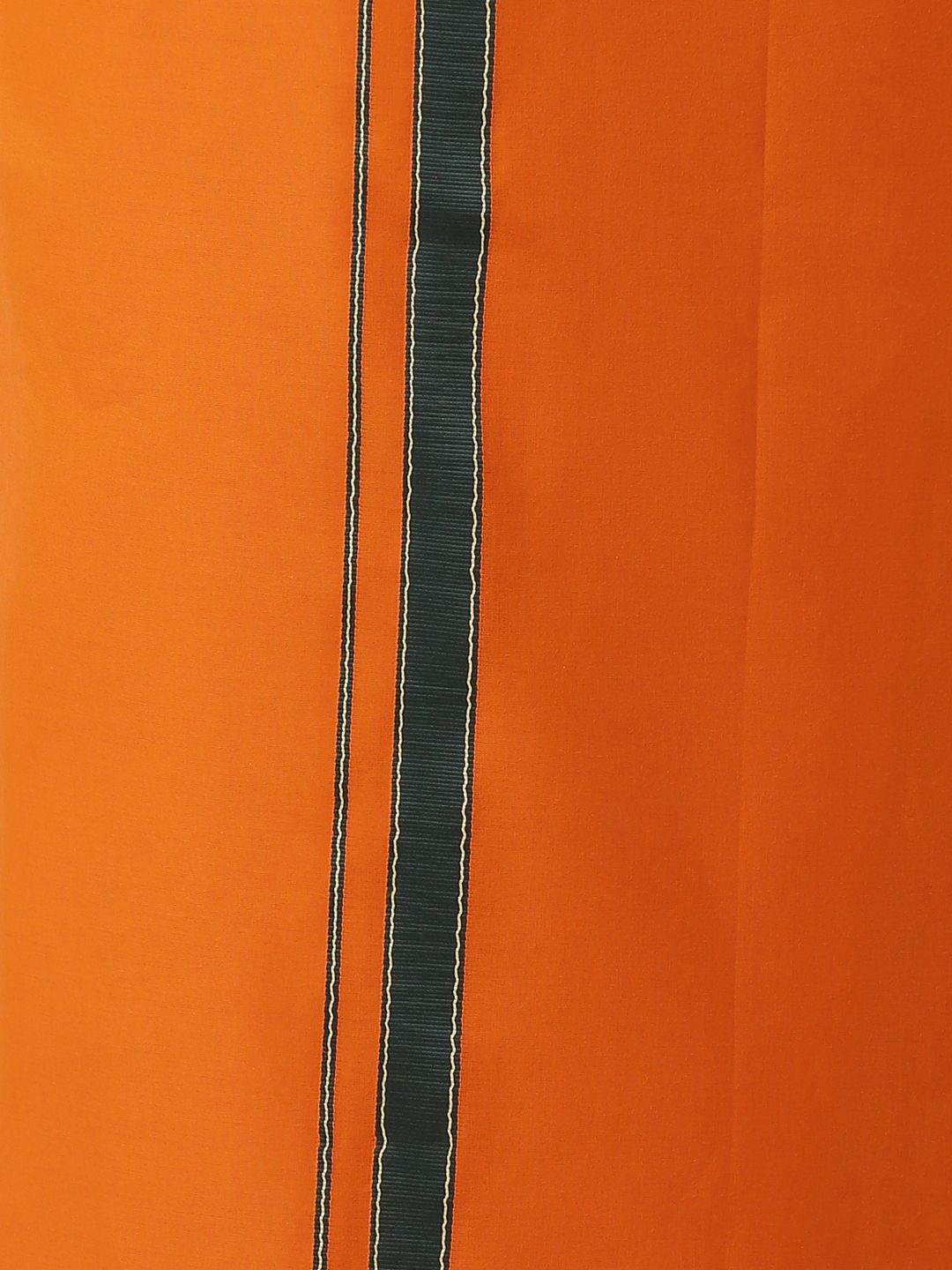 Ramraj Men Cotton Orange Solid DevotionalSingle Layer Dhoti With Mayilkhan Border