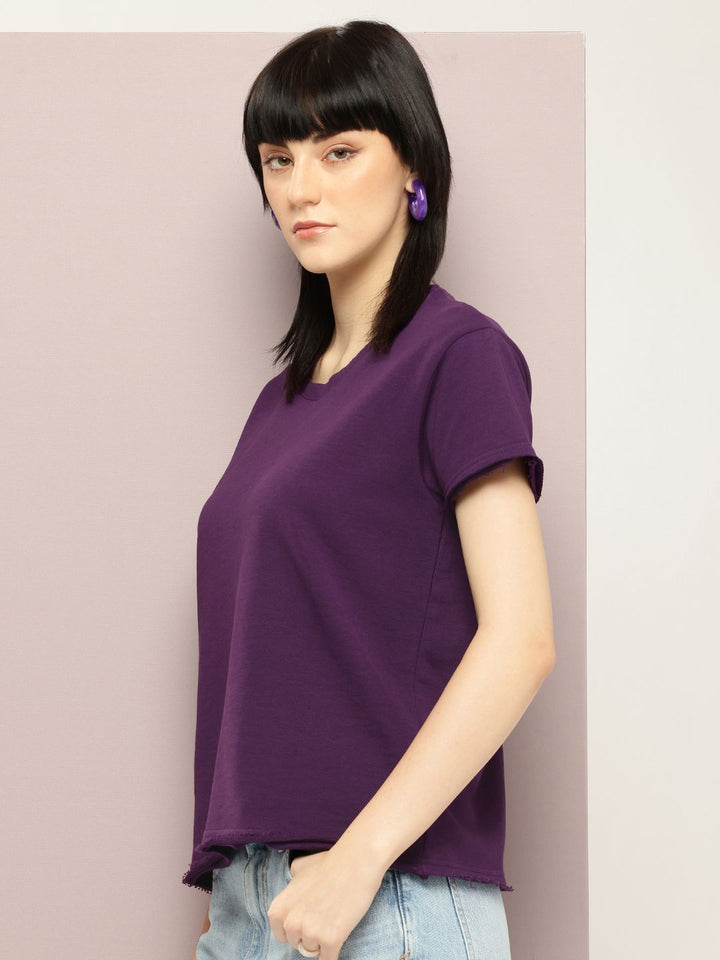 DILLINGER Women Ultra Soft Drapey Cotton Crew Neck Boxy T-Shirt
