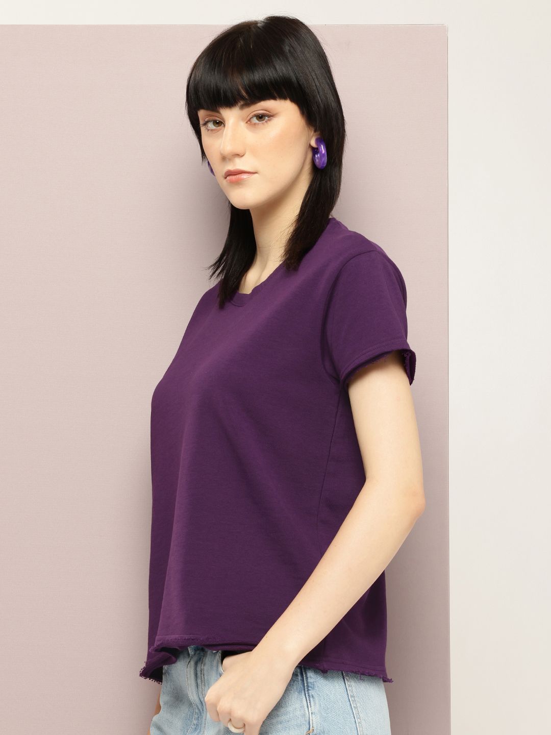 DILLINGER Women Ultra Soft Drapey Cotton Crew Neck Boxy T-Shirt