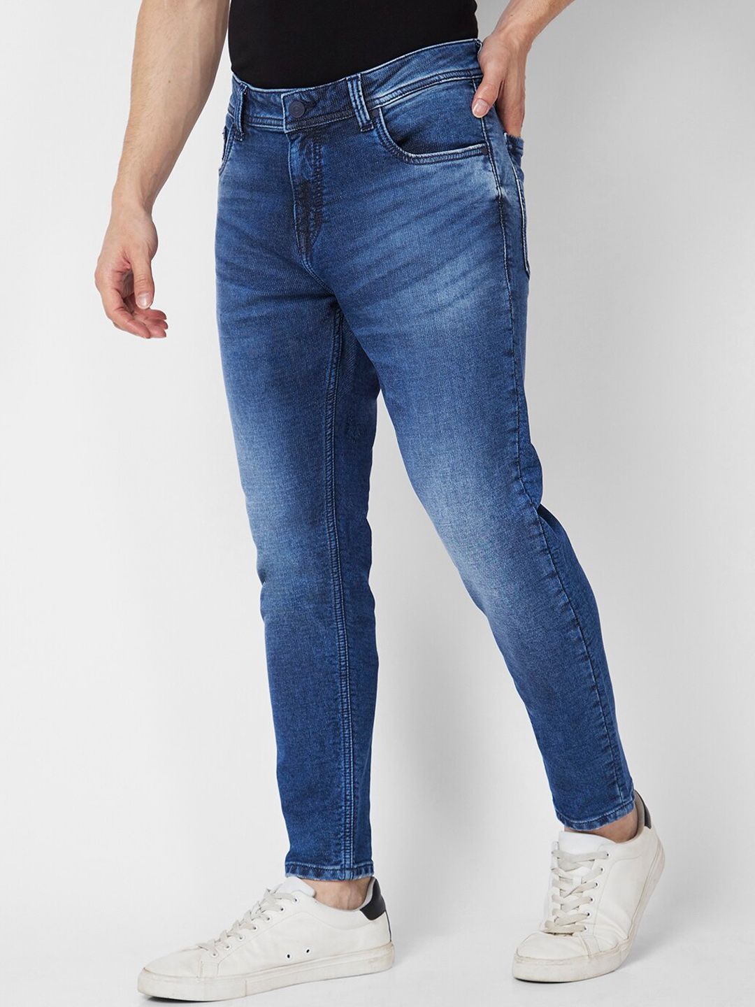 SPYKAR Men Blue Kano Skinny Fit Clean Look Heavy Fade Stretchable Jeans