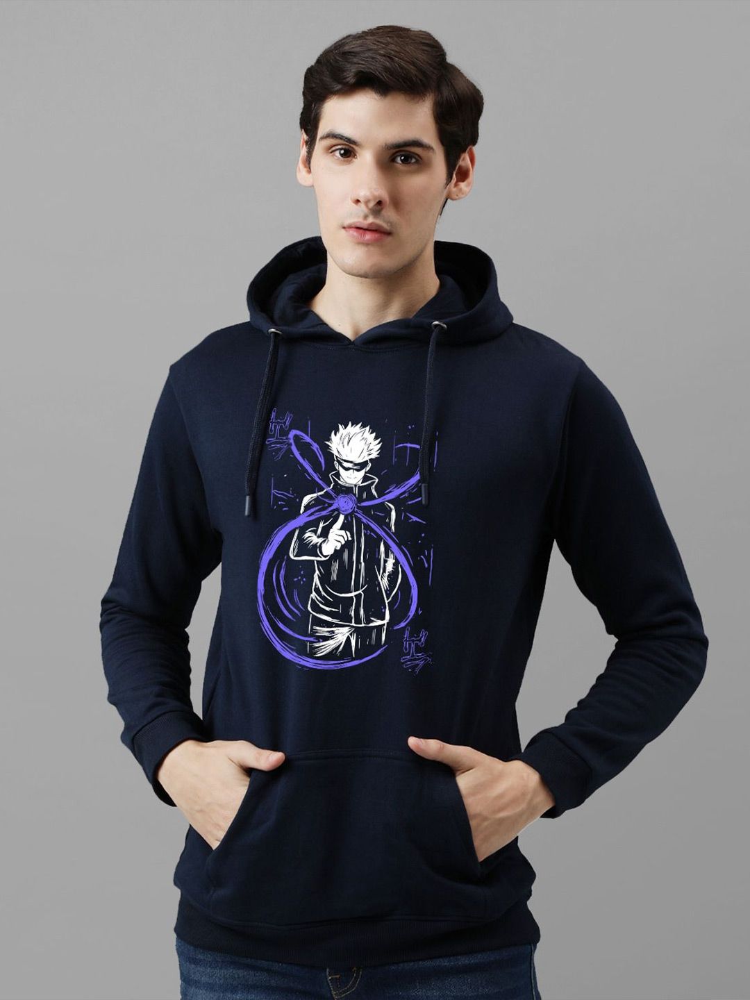 ADRO Men Graphic Printed Hooded Sweatshirt
