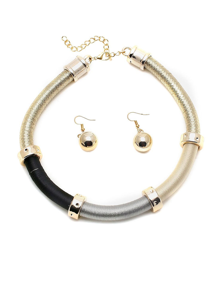 SoHi Gold-Plated Designer Necklace & Earring Set