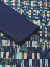 Aurelia Women Blue Geometric Print Cotton Blend Straight Kurta