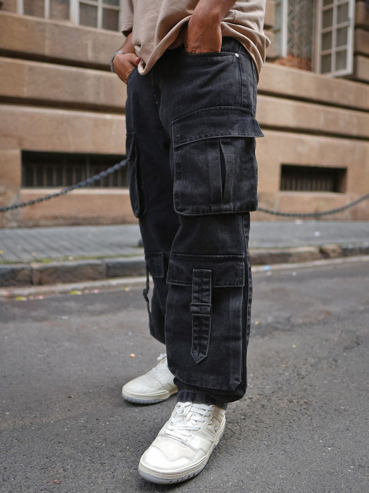 Powerlook Men Pure Cotton Loose Fit Cargos Trousers