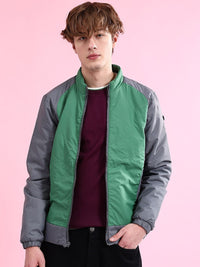 The Indian Garage Co Colourblocked Mock Collar Long Sleeves Padded Jacket
