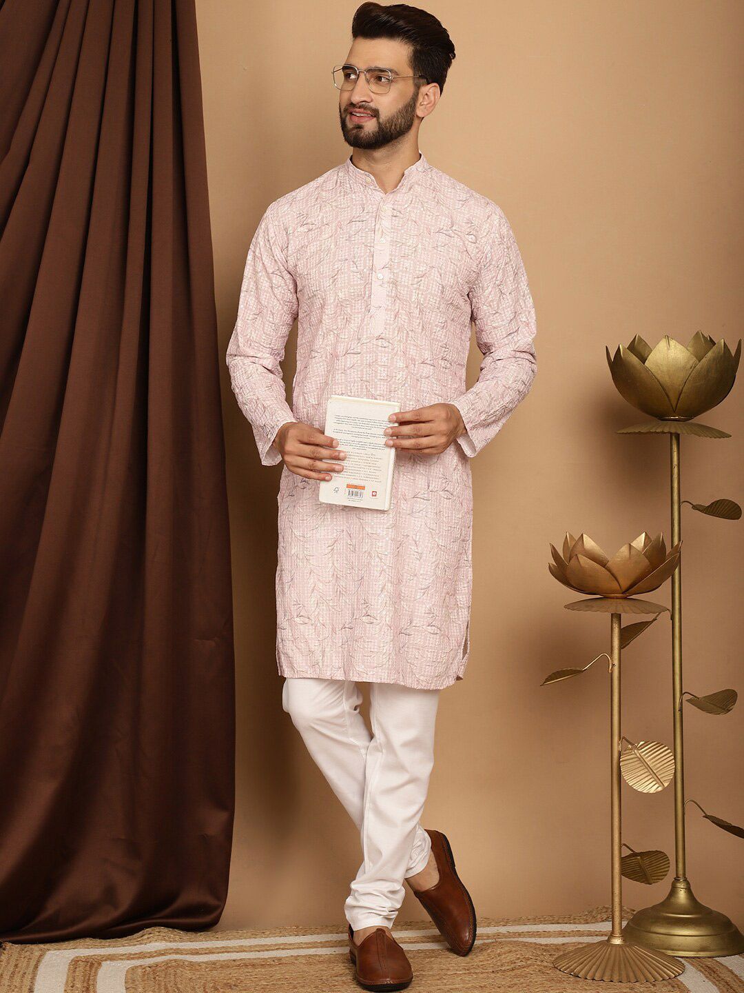 SOJANYA Floral Printed Pure Cotton Kurta With Churidar