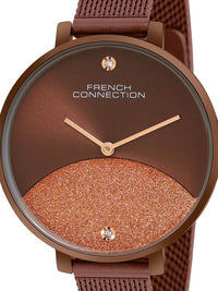 French Connection Women Embellished Dial & Stainless Steel Bracelet Style Straps Analogue Watch FCN089BRGM