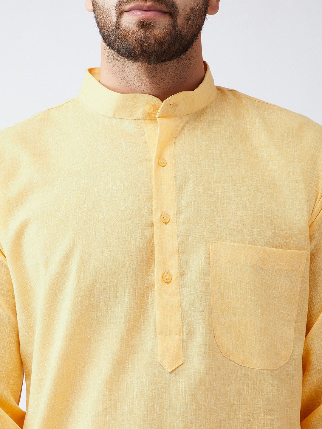 SOJANYA Lelaki Kuning Solid Kurta Lurus