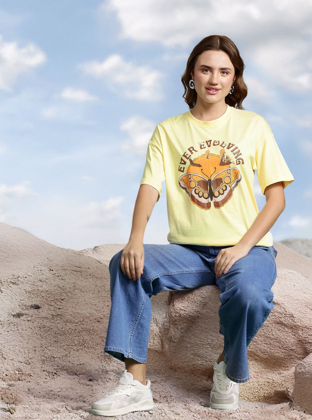 DressBerry Women Printed Pure Cotton T-shirt