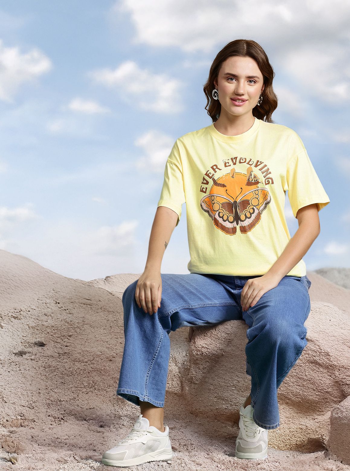 DressBerry Women Printed Pure Cotton T-shirt