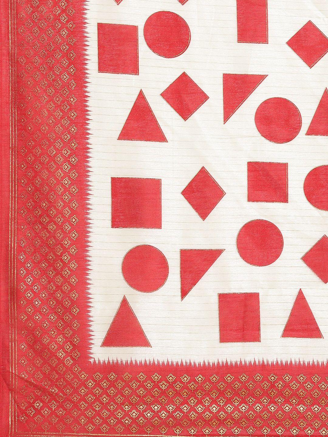 Saree mall Off White & Red Silk Blend Sarees