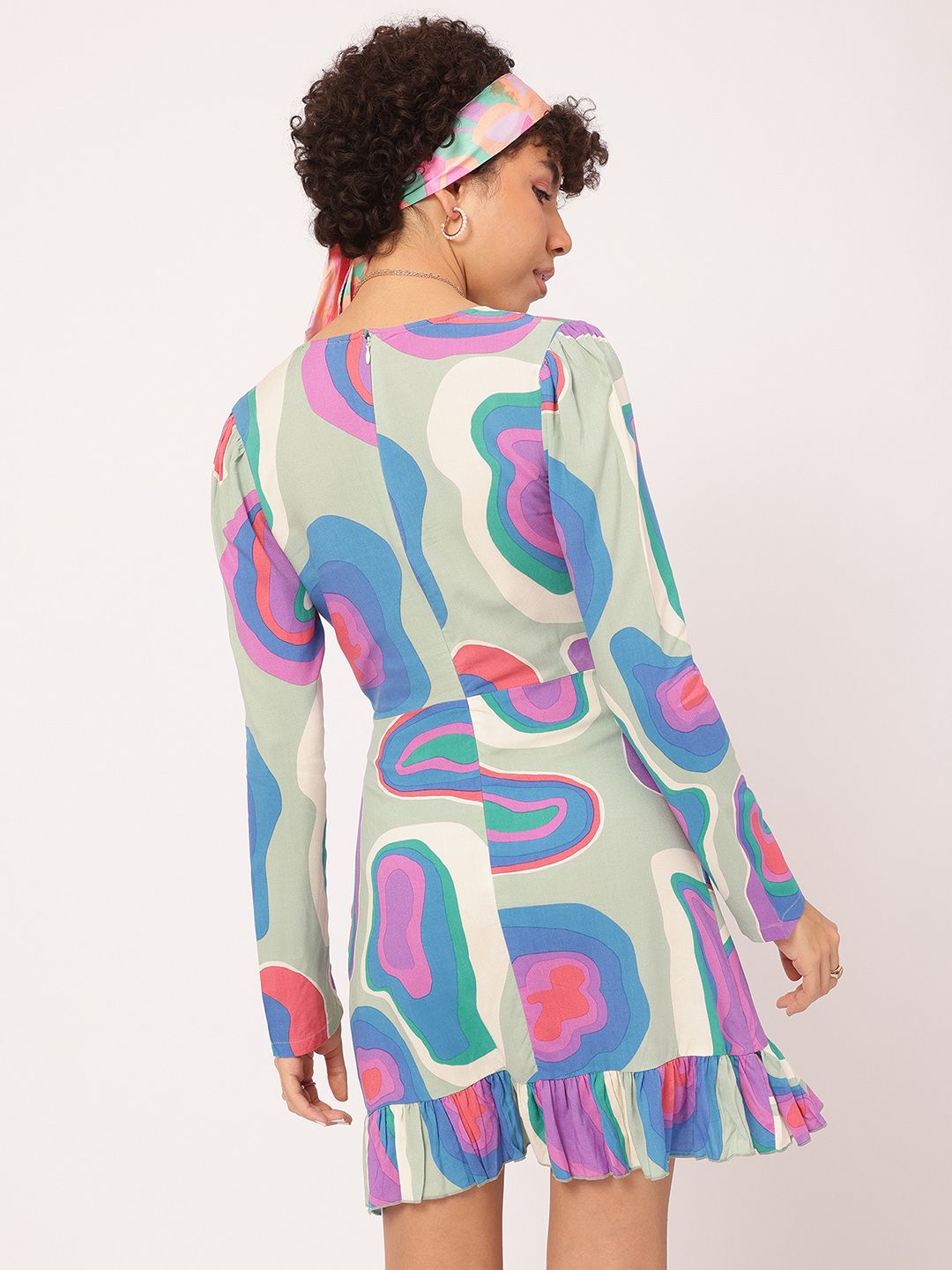 DressBerry Allure Aura Printed Ruffled Wrap Mini Dress