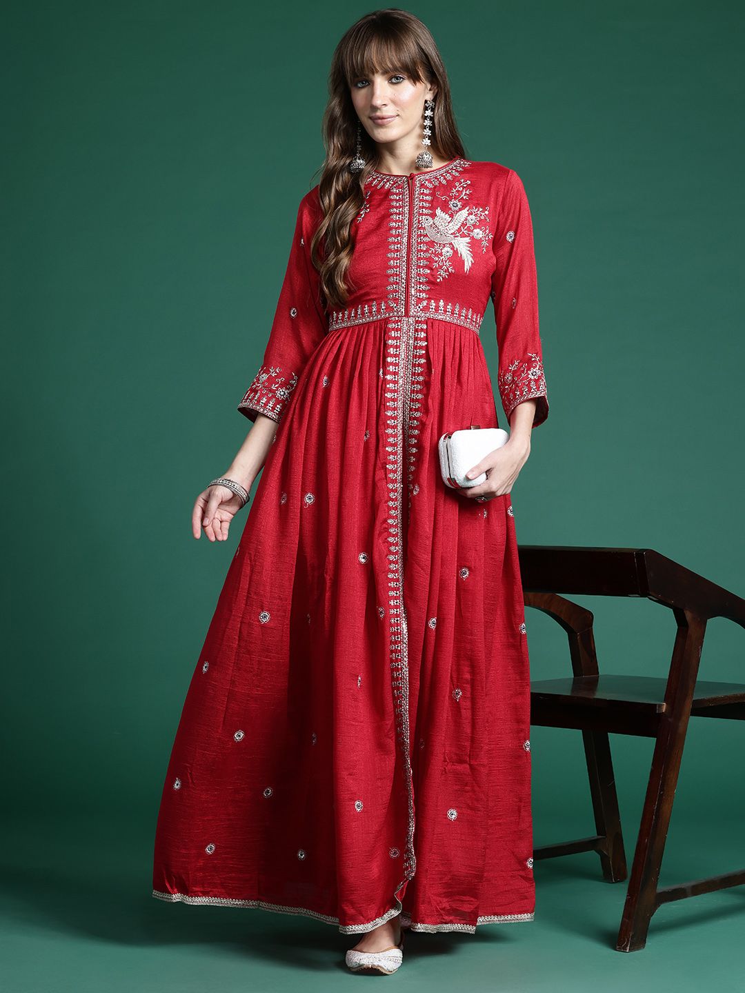 Indo Era Ethnic Motifs Embroidered Empire Kurta with Trousers
