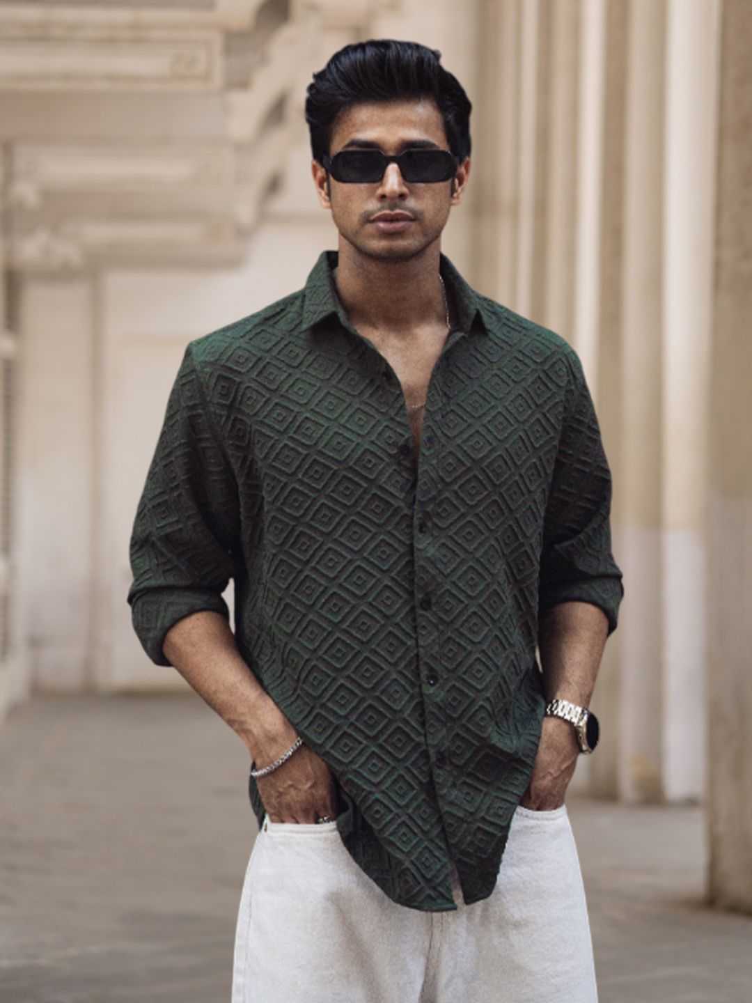 Powerlook Men Solid Spread Collar Casual Shirt