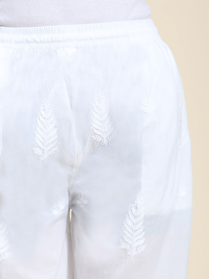HOUSE OF KARI Women Ethnic Motifs Embroidered Chikankari Cotton Regular Trousers