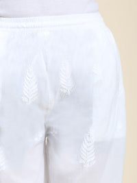 HOUSE OF KARI Women Ethnic Motifs Embroidered Chikankari Cotton Regular Trousers