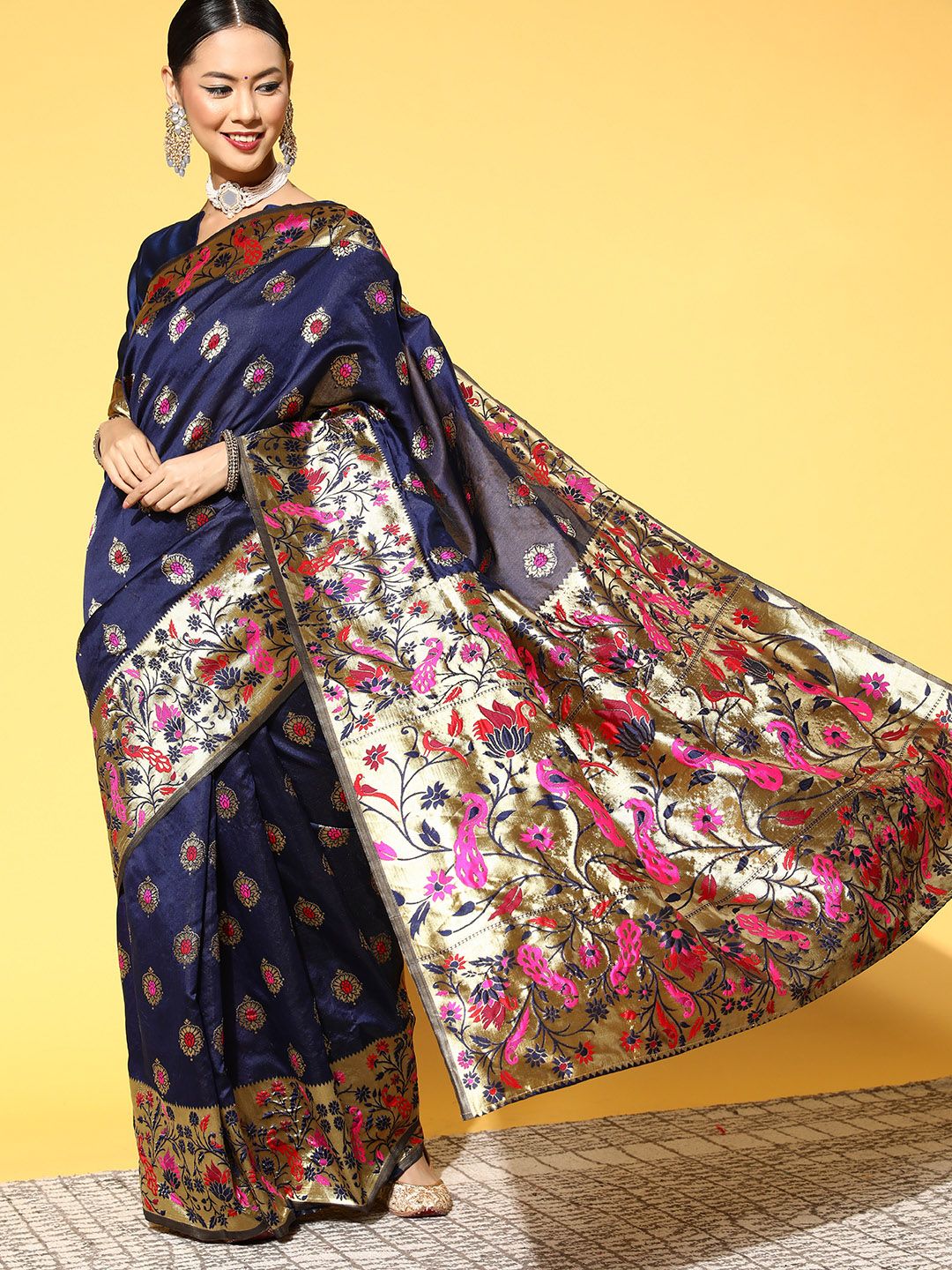 Saree mall Ethnic Motifs Saree With Woven Design Border