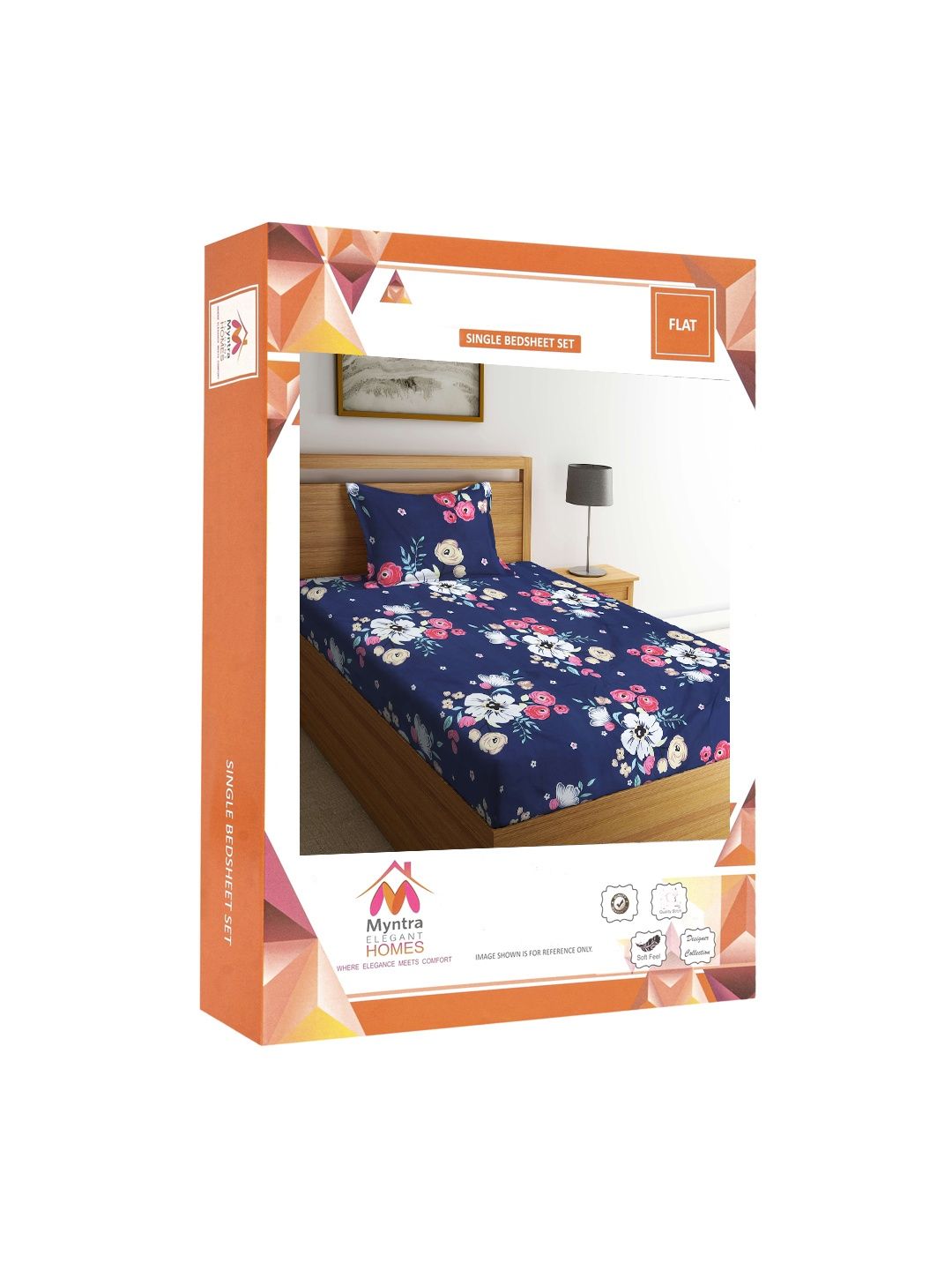 Myntra Elegant Homes Multicoloured Floral 300 TC Single Bedsheet with 1 Pillow Covers