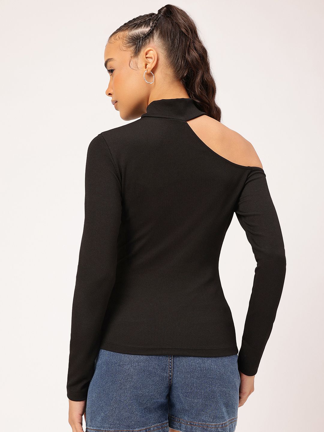 DressBerry Playful Grace Ribbed Knit One Shoulder Top