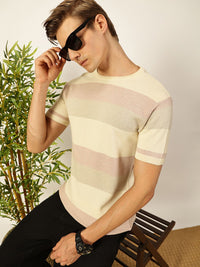 Thomas Scott Men Knit Striped Round Neck T-shirt