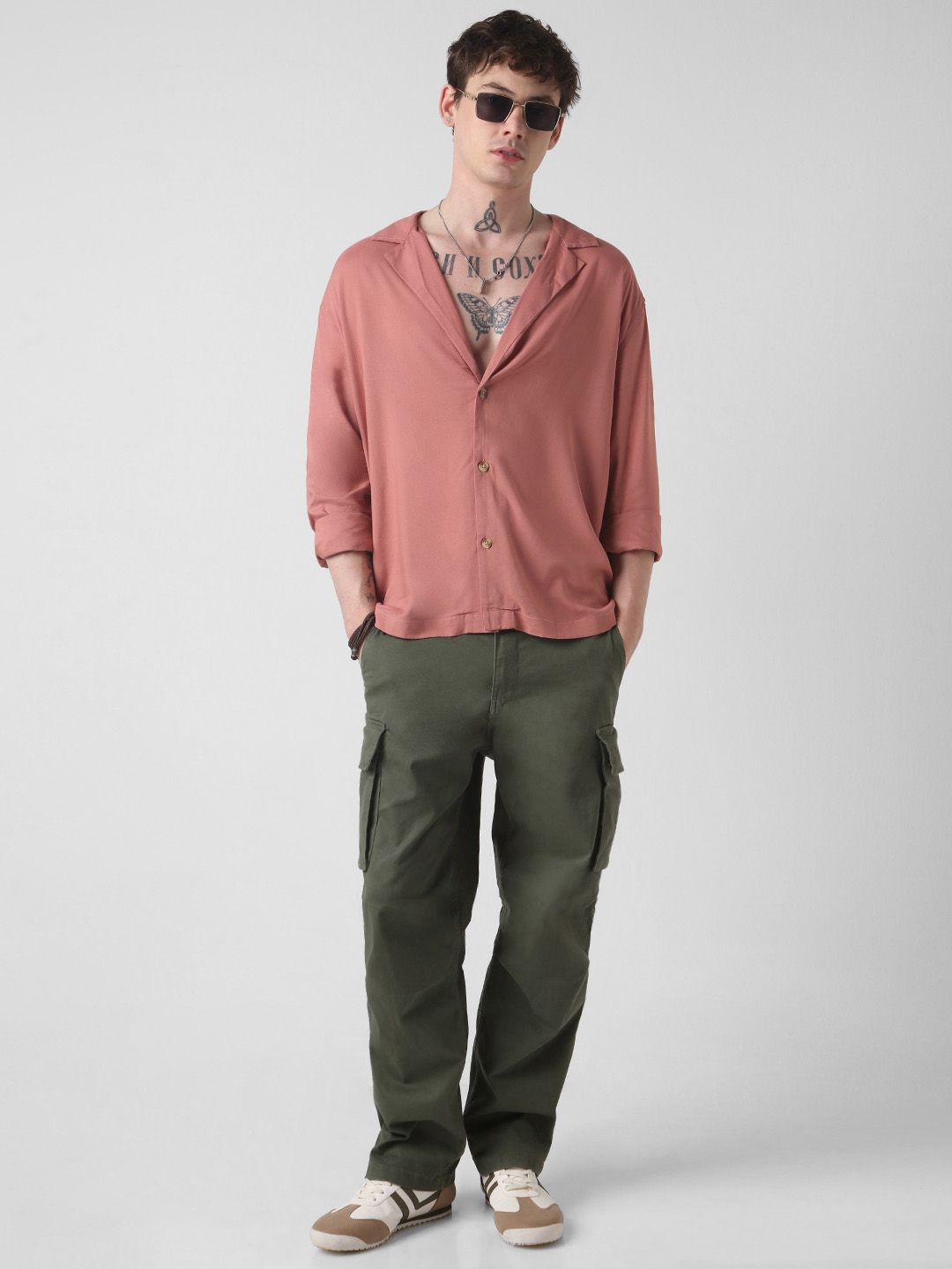 VASTRADO Men Classic Solid Cuban Collar Casual Shirt