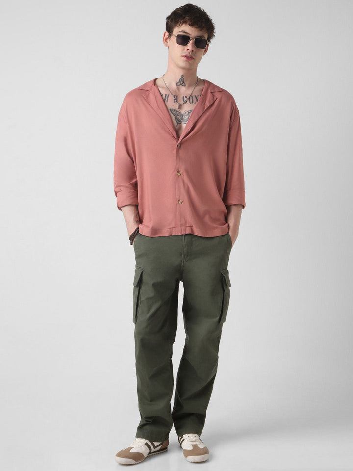 VASTRADO Men Classic Solid Cuban Collar Casual Shirt