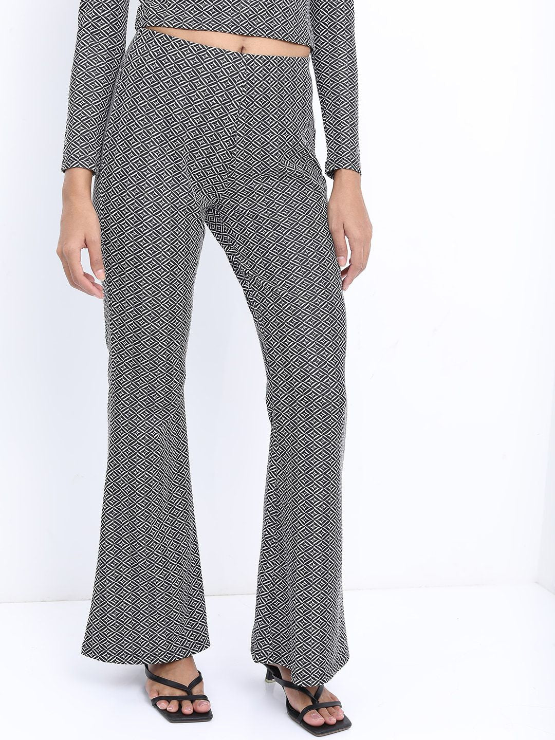 Tokyo Talkies Women Jacquard Bootcut Trousers
