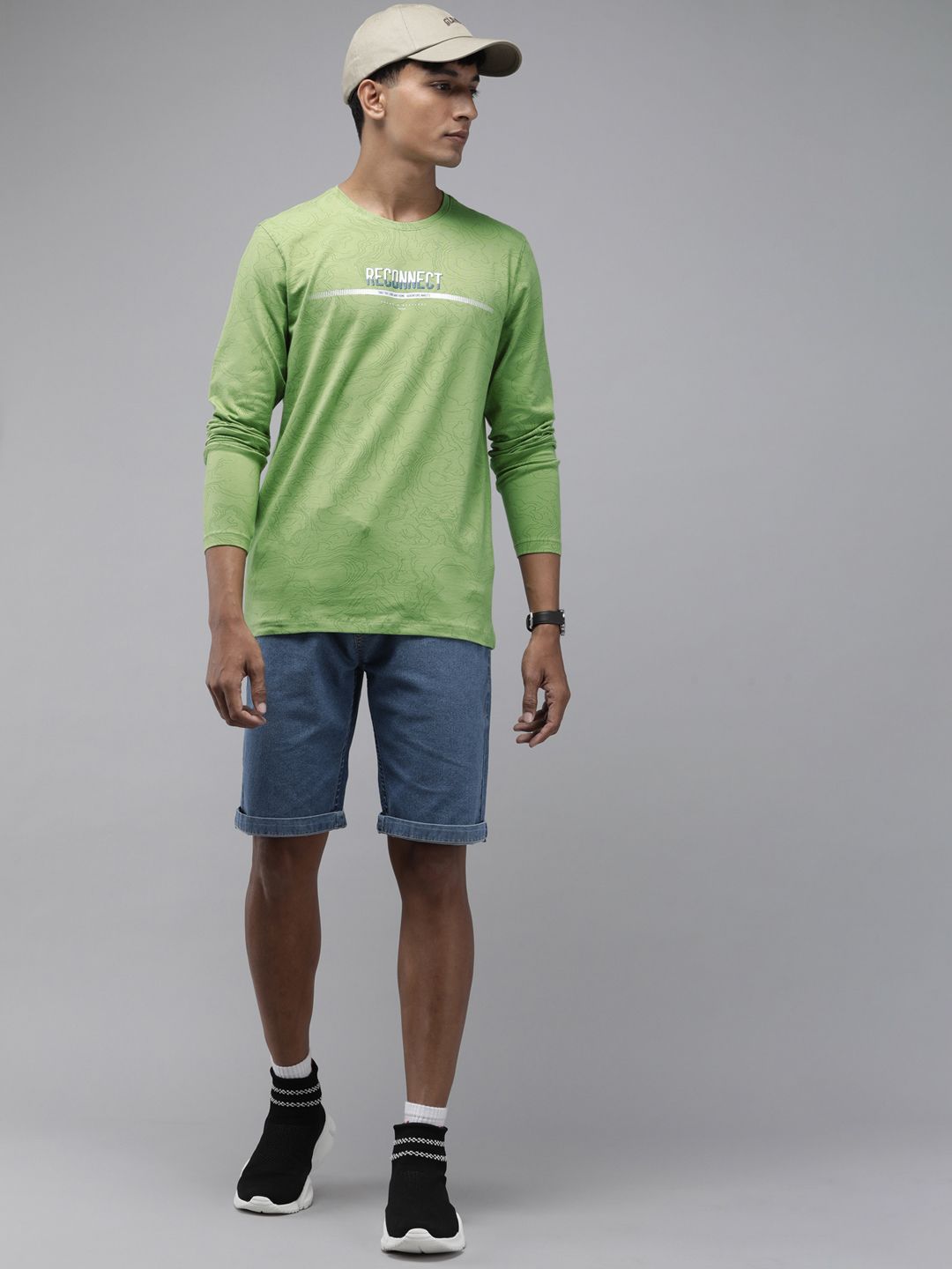 SPYKAR Abstract Printed Applique Slim Fit T-shirt
