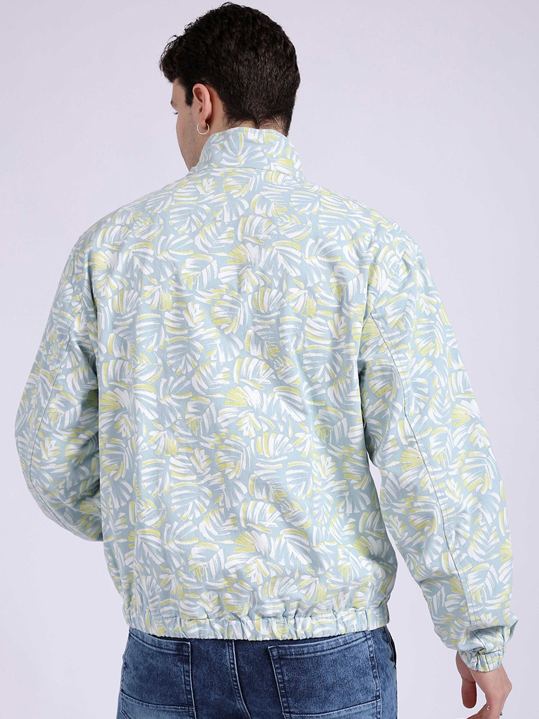 The Indian Garage Co Floral Printed Lightweight Cotton Bomber Jacket