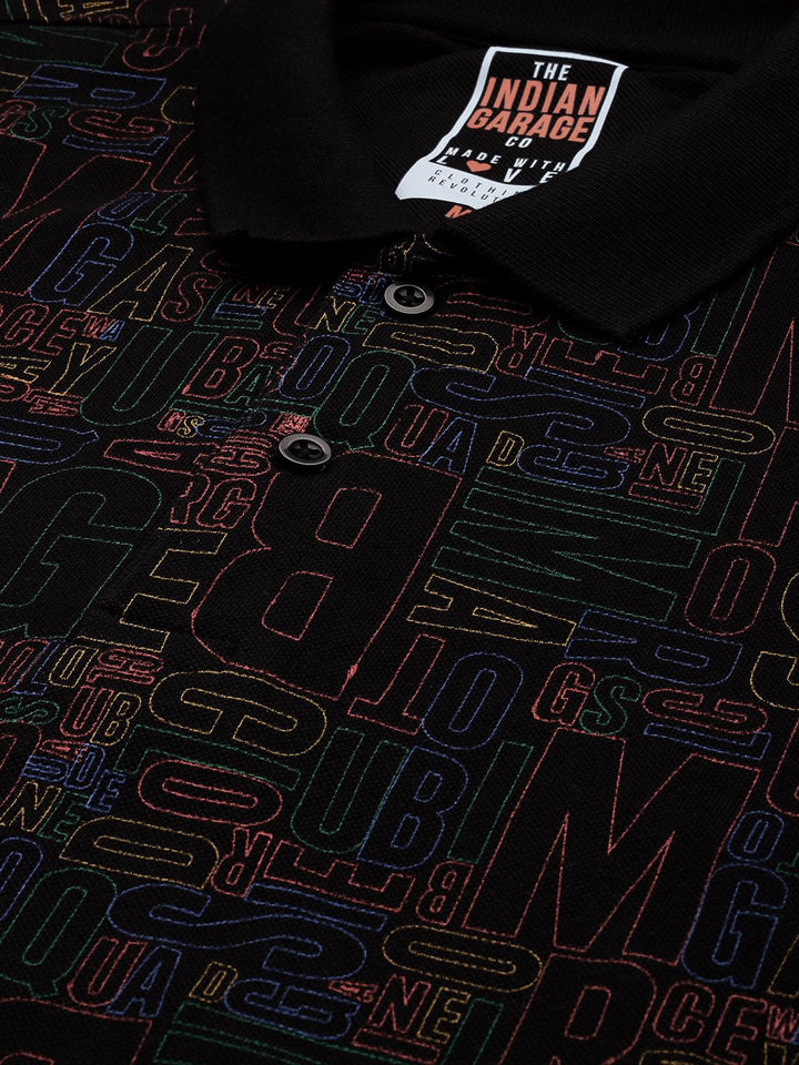 The Indian Garage Co Men Typography Printed Polo Collar T-shirt