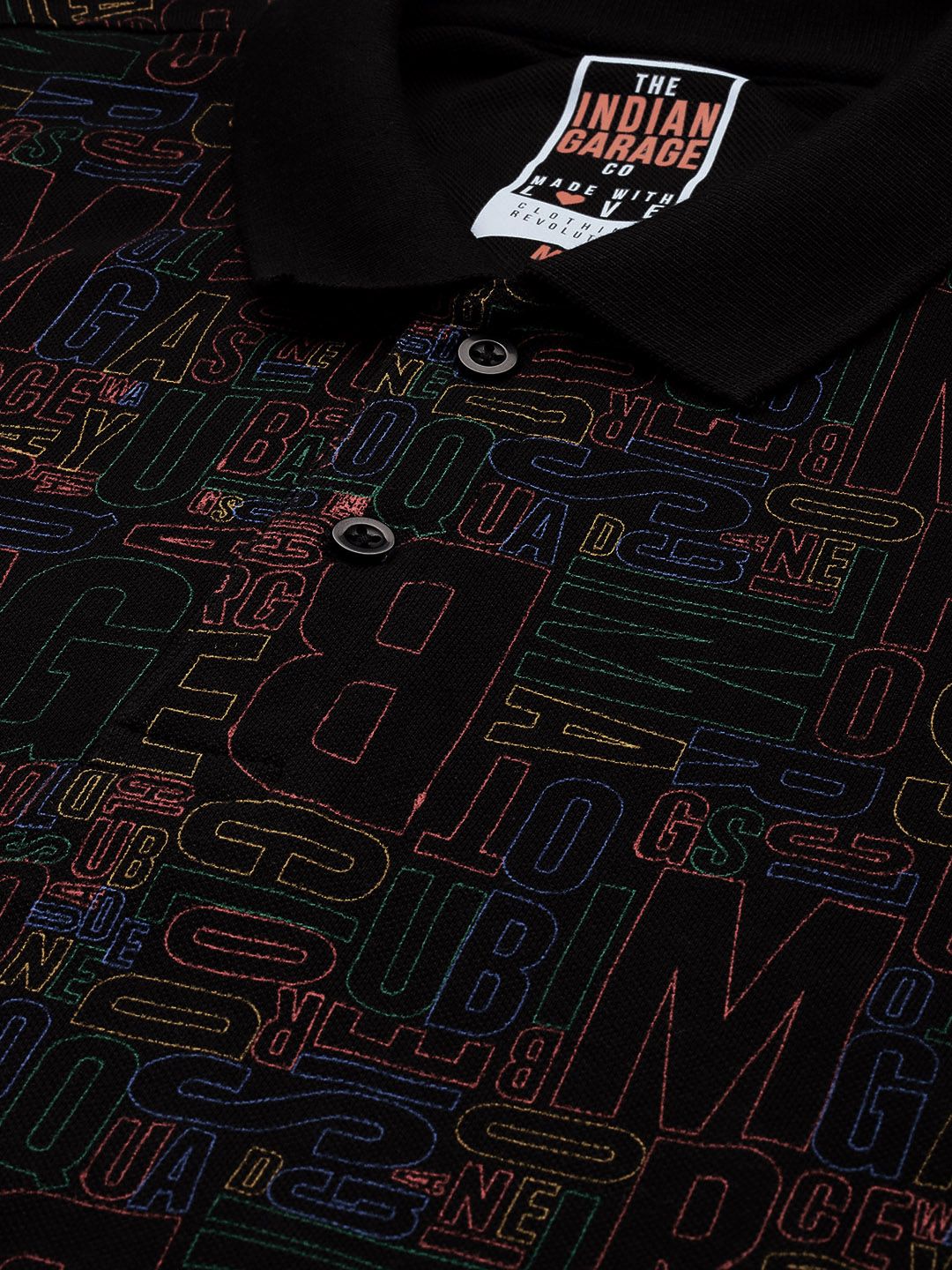 The Indian Garage Co Men Typography Printed Polo Collar T-shirt