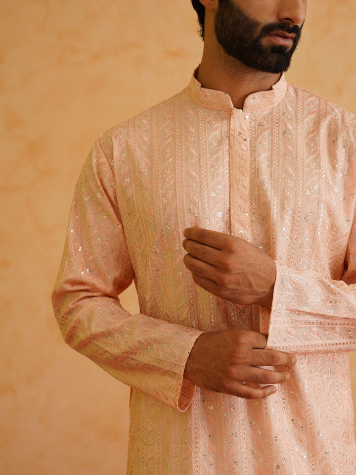 SOJANYA LUXE Motif Etnik Bersulam Kurta Sutera Kapas Labuci Dengan Piyama