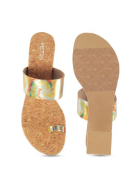 Metro Printed One Toe Block Heels