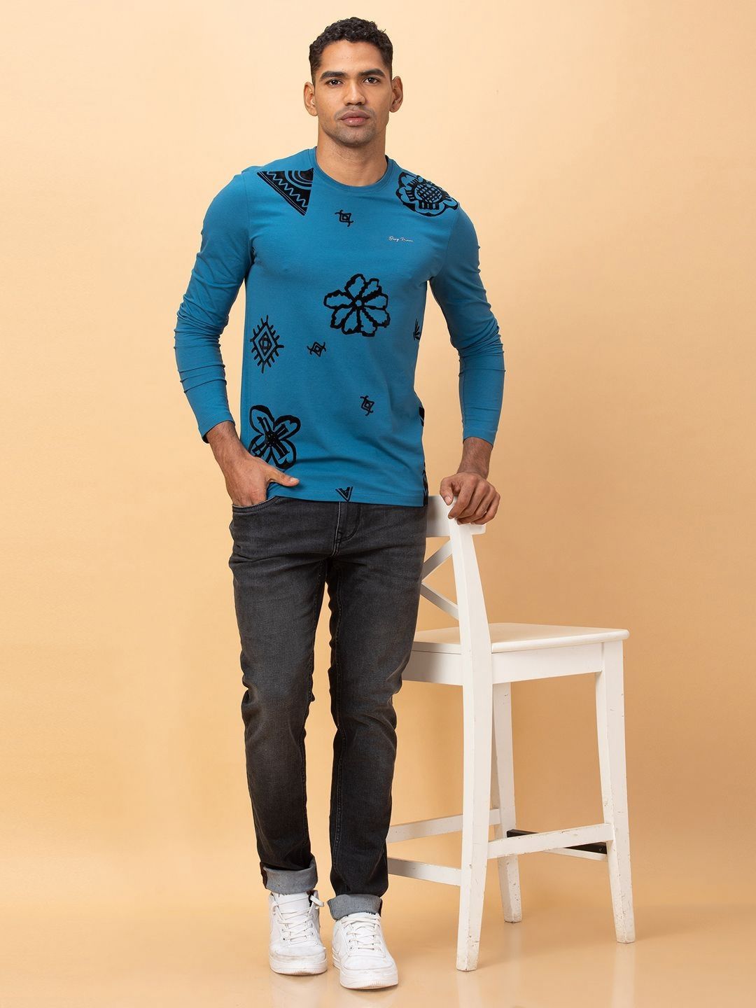 Being Human Men Printed Applique T-shirt