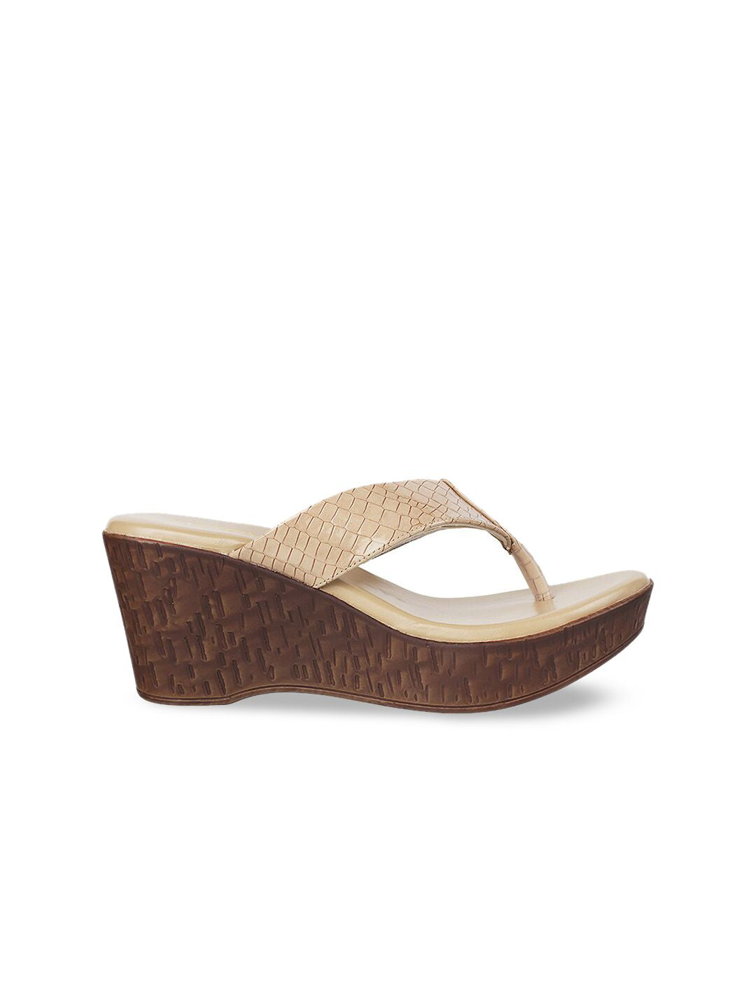 Metro Beige Woven Design Wedge Heels