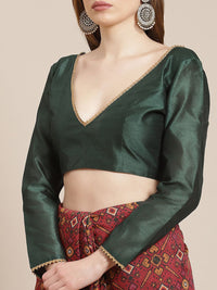 Shae by SASSAFRAS Maroon & Green Ethnic Motifs Patola Saree