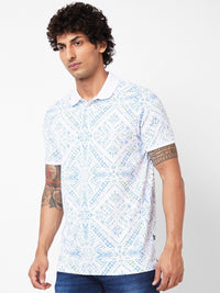SPYKAR Geometric Printed Polo Collar Slim Fit T-shirt