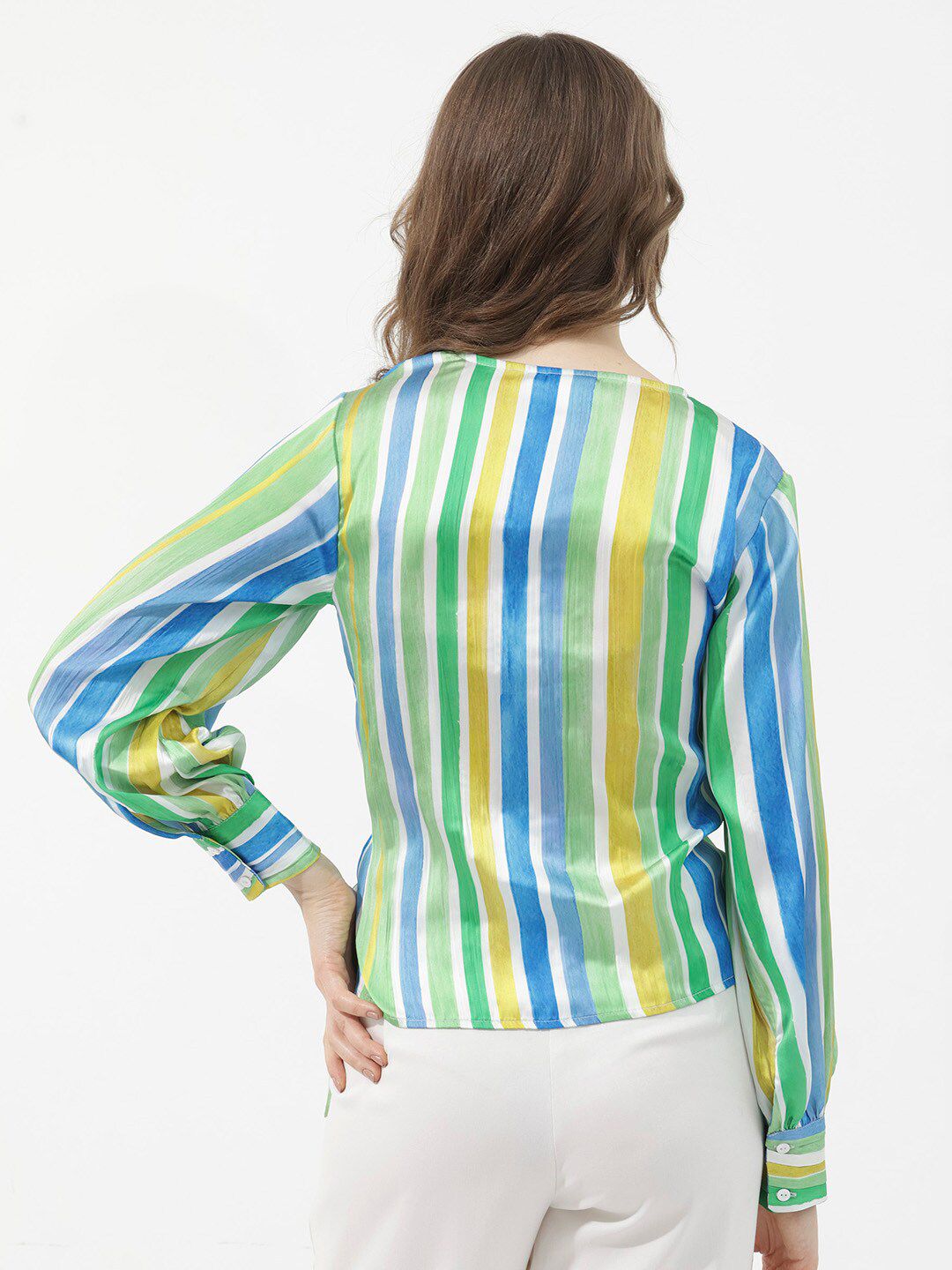 RAREISM Striped V-Neck Shirt Style Top