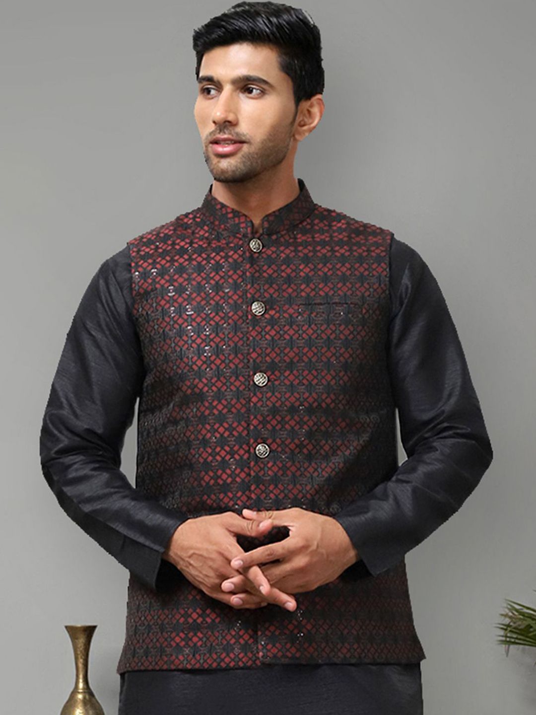 Anouk Printed Woven Nehru Jacket