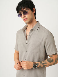 VASTRADO Men Classic Spread Collar Textured Slim Fit Casual Shirt