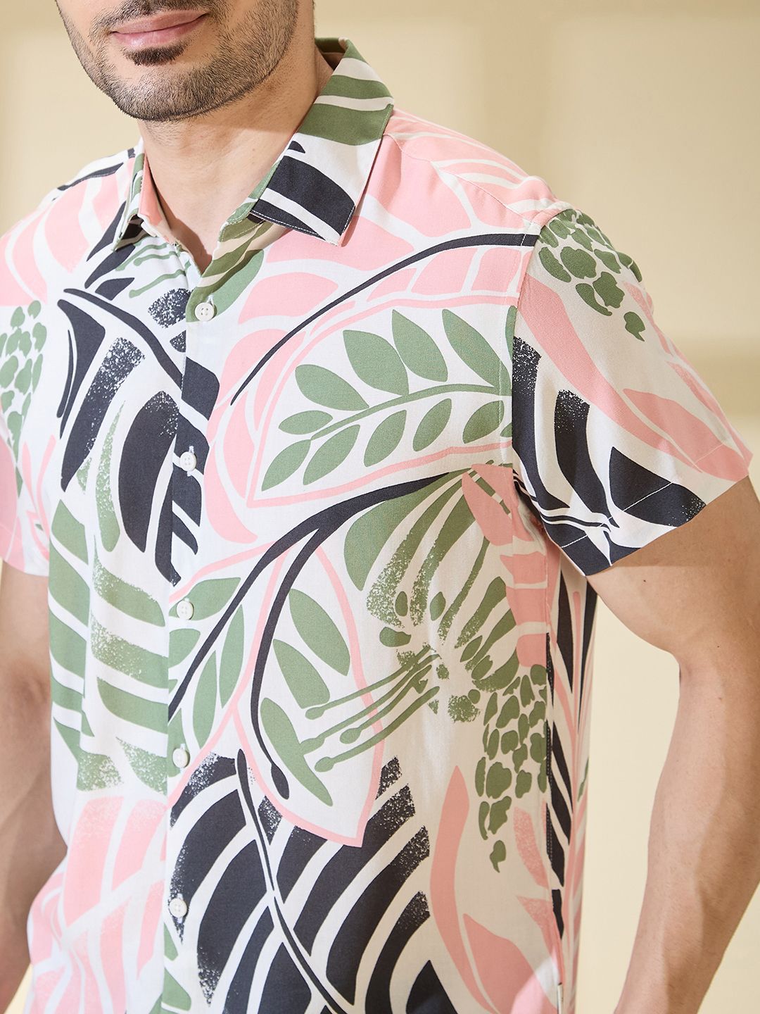 Being Human Men Slim Fit Floral Opaque Striped Casual Shirt