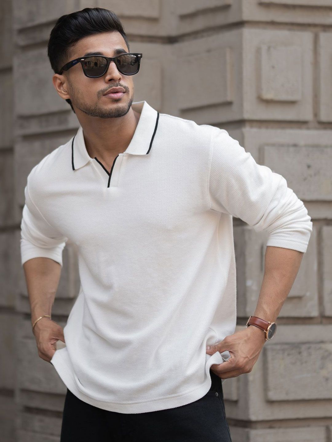 Powerlook Men Solid Polo Collar T-shirt